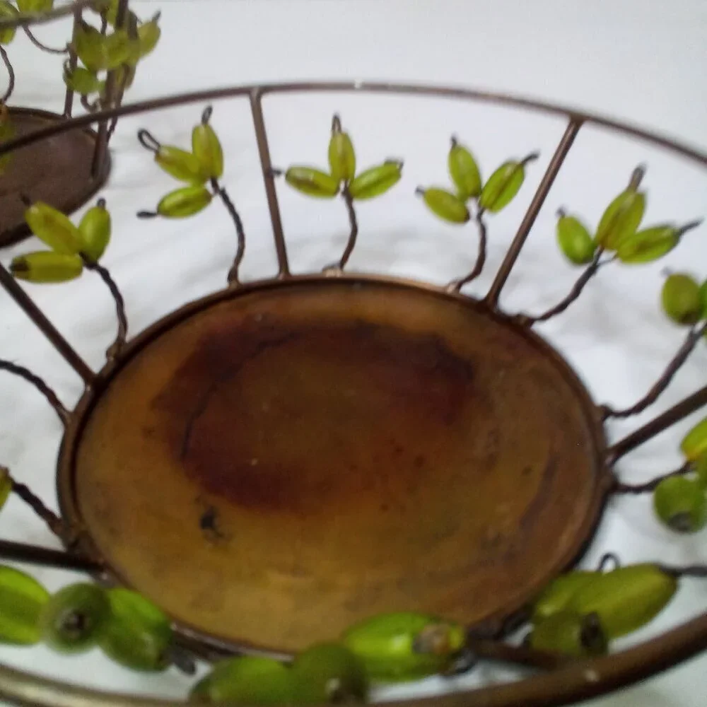 Shastra Decorative Basket Bowls Lot of 2 Vintage Metal Wire Beads India